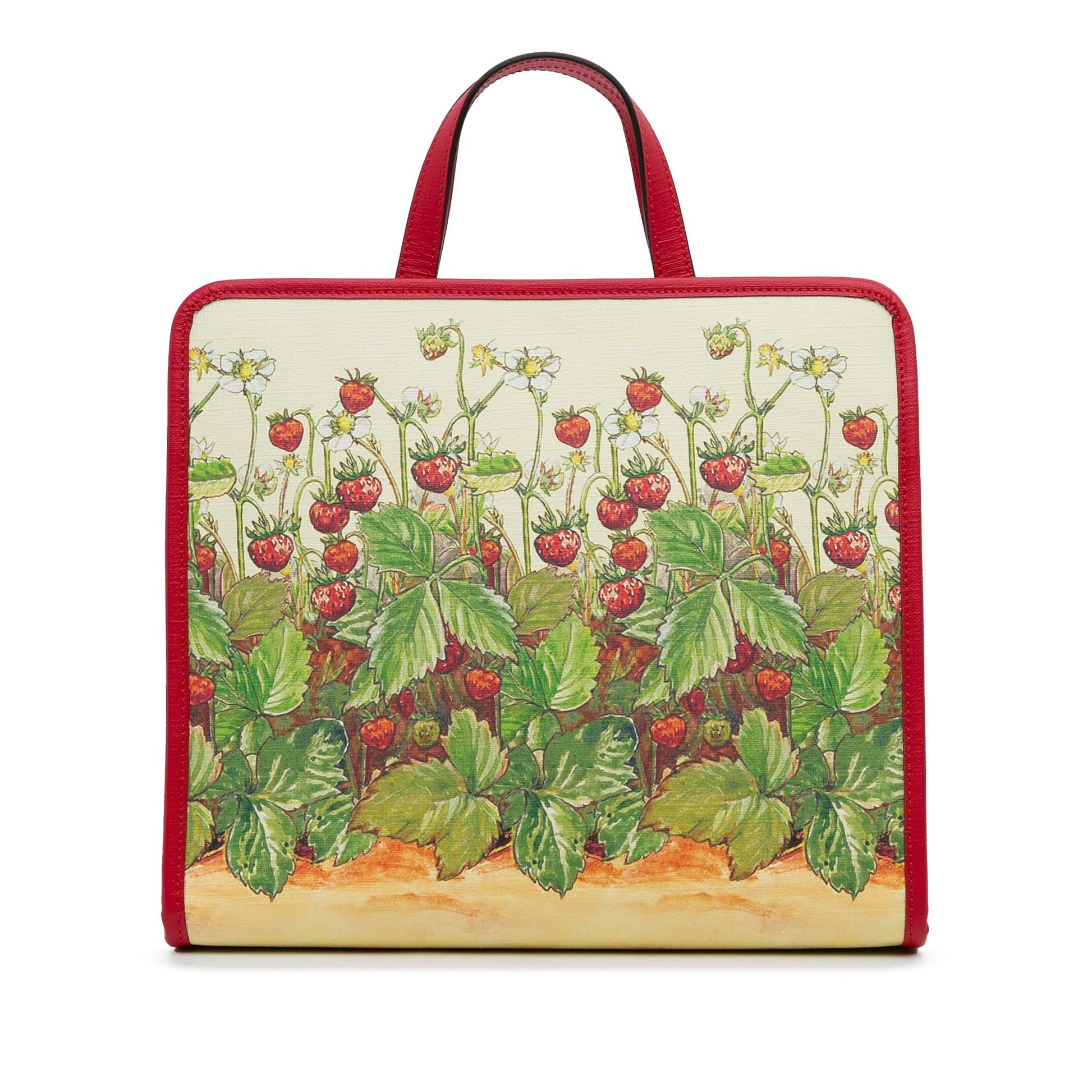 Gucci Red Leather Canvas Tote Style 1