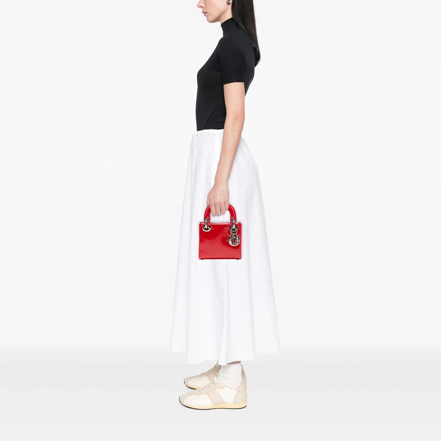 Red Dior Mini Patent Lady Dior Satchel