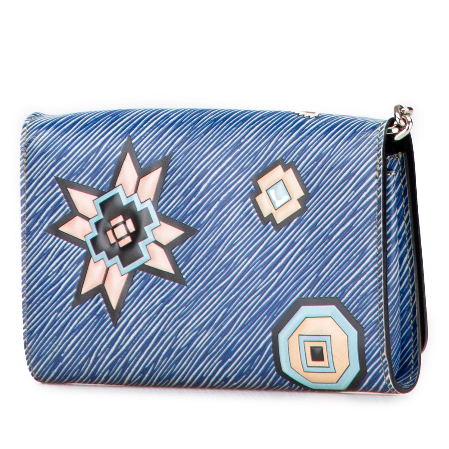 Blue Louis Vuitton Epi Denim Twist Azteque Wallet on Chain Crossbody Bag