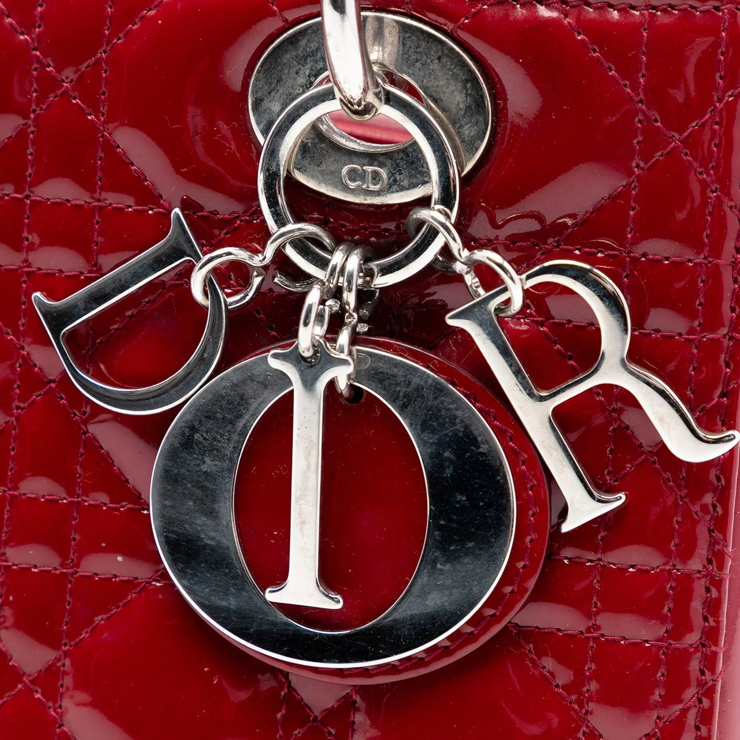 Red Dior Medium Patent Cannage Lady Dior Satchel