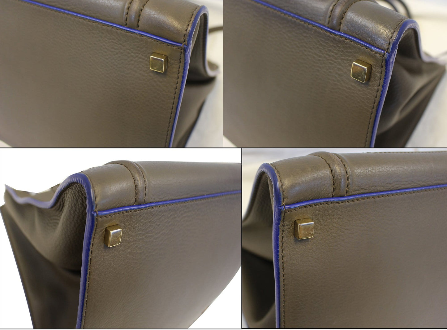 CELINE Phantom Luggage Olive Green Bicolor Grained Leather  Bag