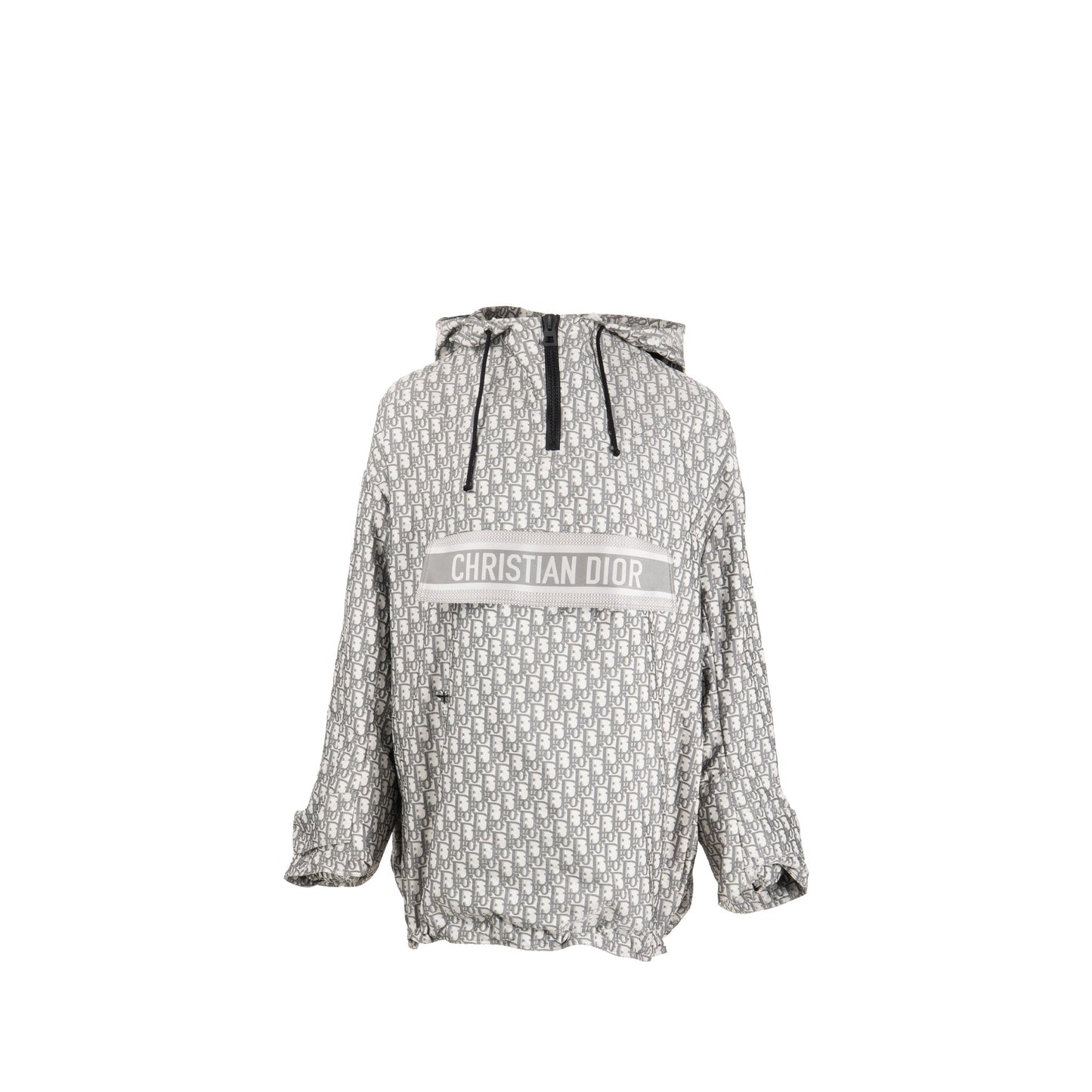 Dior Size Hooded Anorak Oblique Jacquard Technical Taffeta Grey