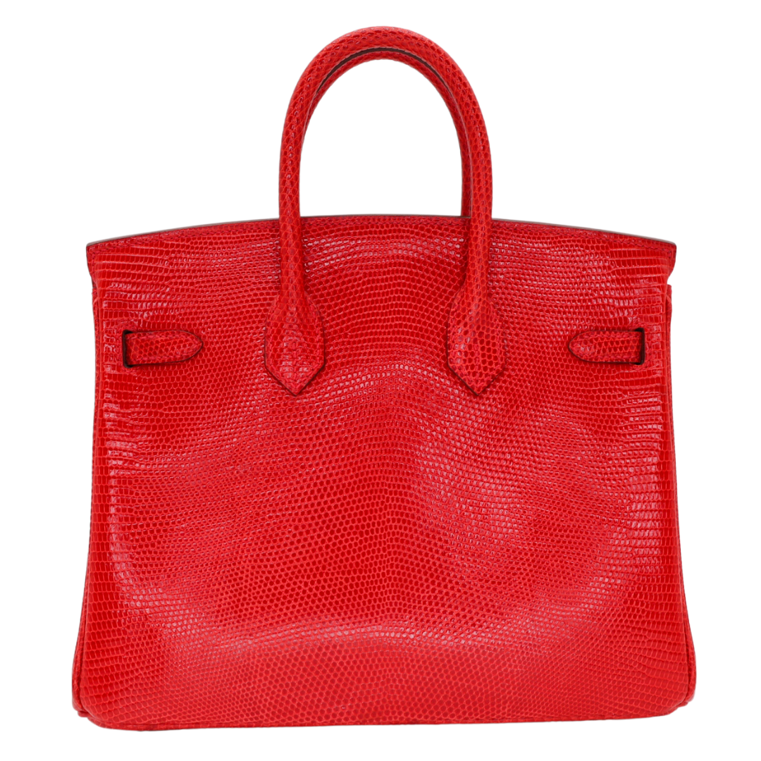 Hermes25cm Birkin Rouge Exotic Lizard Gold Hardware