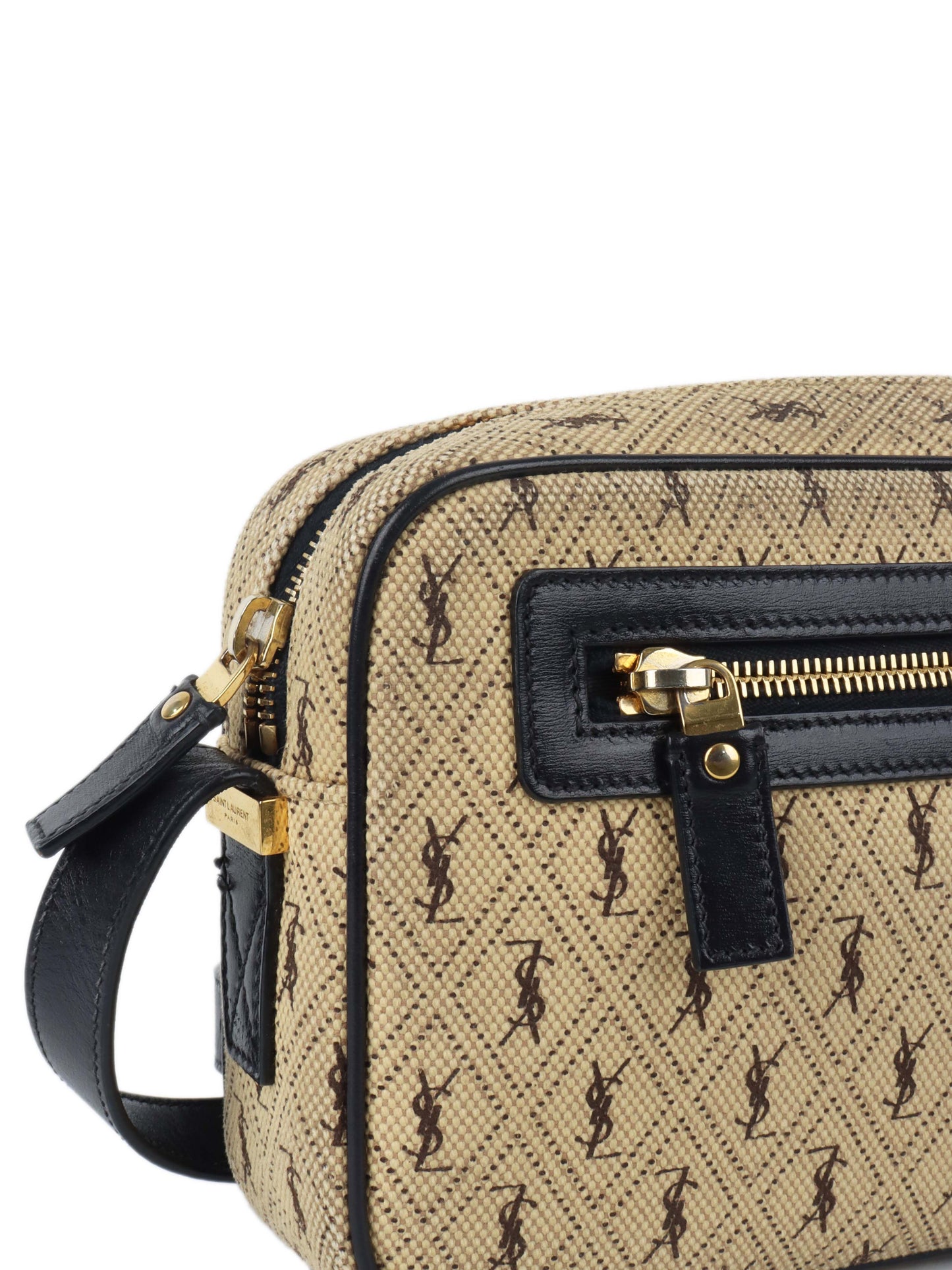 Saint Laurent Monogram All Over Canvas Camera Bag.