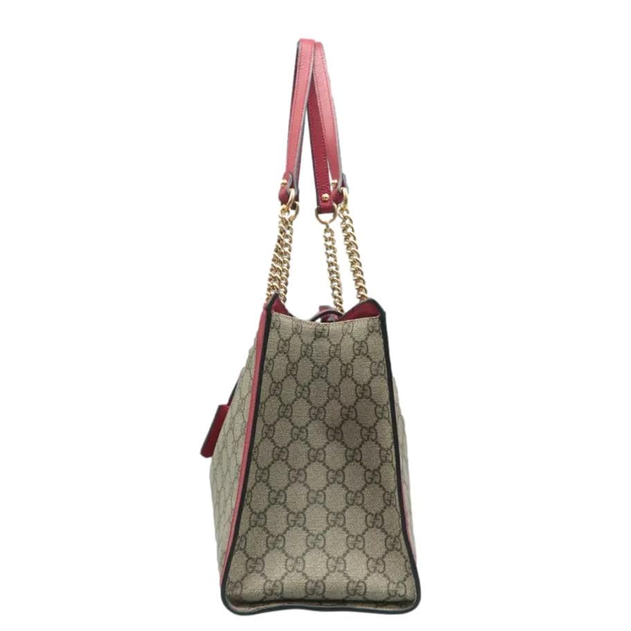 GUCCI Padlock Medium GG Supreme Canvas Tote Bag Red