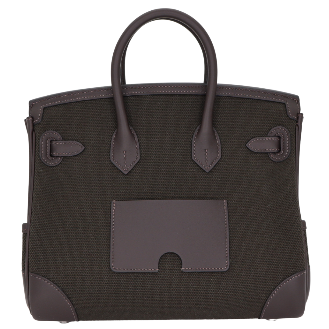 Hermes25cm Birkin Cargo Bronze/ Ebene Canvas/ Swift Leather Palladium Hardware