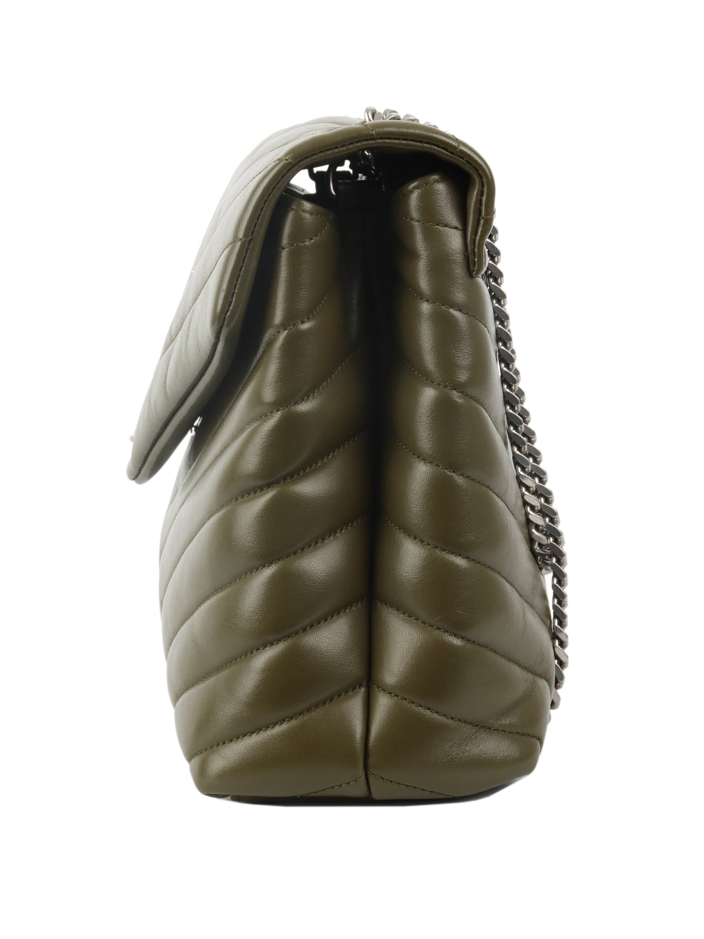 Saint Laurent Khaki Medium Loulou Bag.