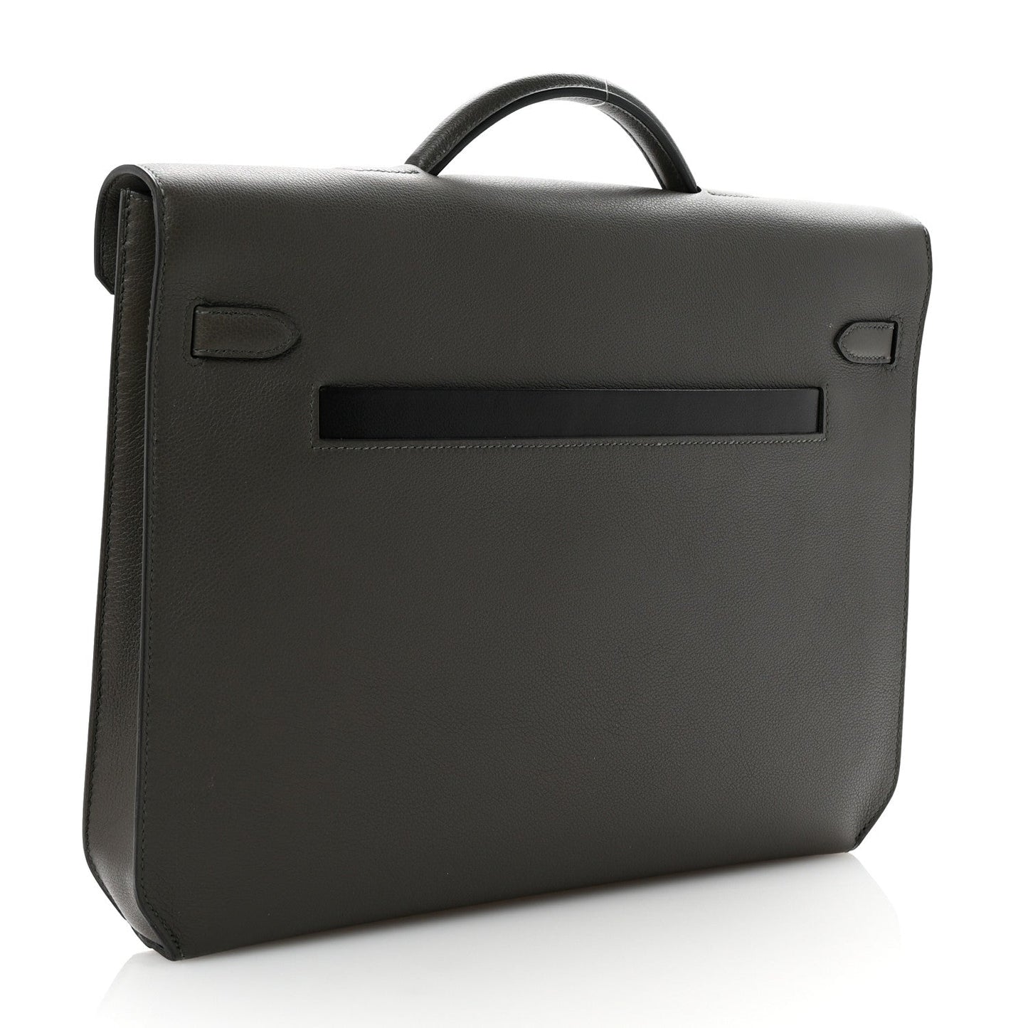 Hermes Evercolor Evergrain Barenia Kelly Depeches 36 Briefcase Vert De Gris Black Fauve