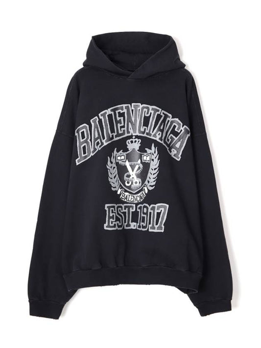 Luxury Balenciaga Trending 2026 DIY College Medium Fit Hoodie Black