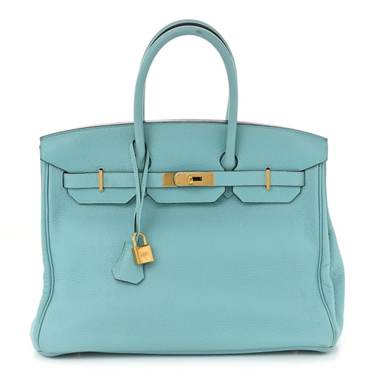 Hermes Taurillon Clemence BIRKIN 35  Bleu Atoll