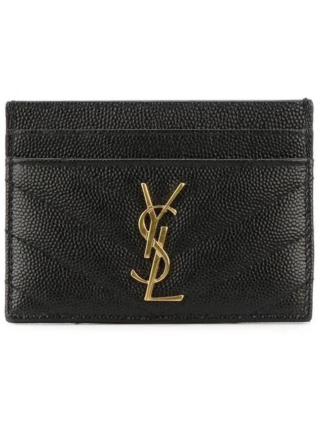 Luxury Saint Laurent Trending 2025 Gold Hardware Matelasse Caviar Leather Card Wallet Black