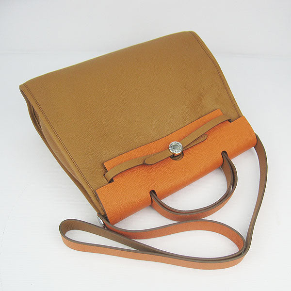 Luxury Hermes Herbag 60667 2way Cow Leather Coffee