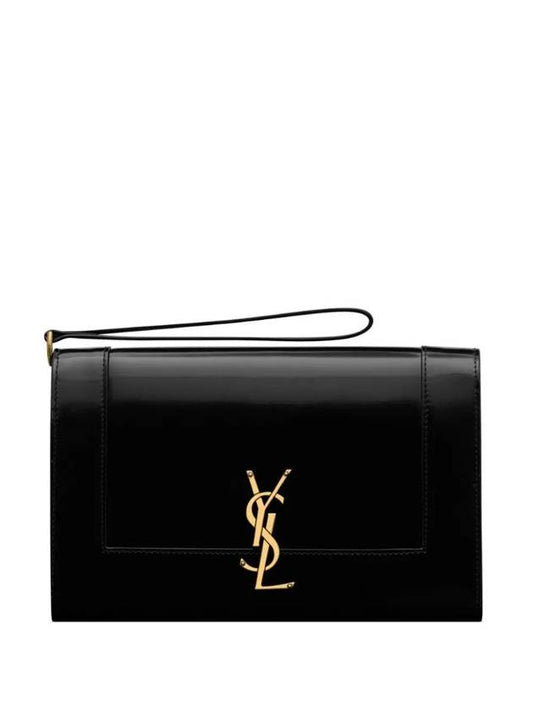 Luxury Saint Laurent Trending 2025 Cassandre Logo Flap Clutch Bag Black