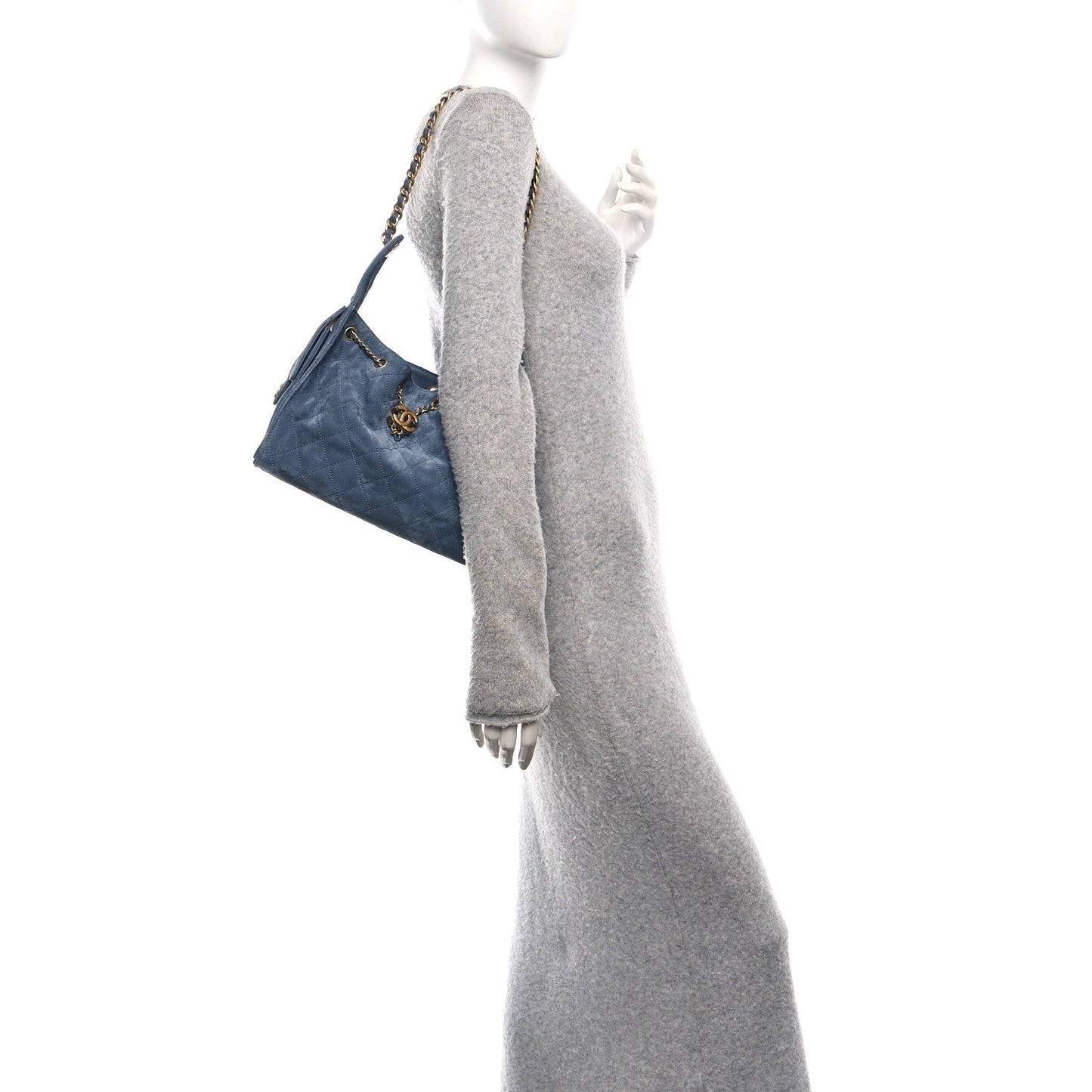 Suede Quilted Small Chanel 25 Handbag Blue