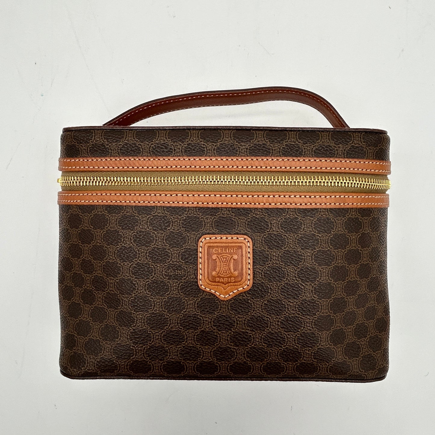 Luxury CELINE Brown Macadam PVC Leather Handbag