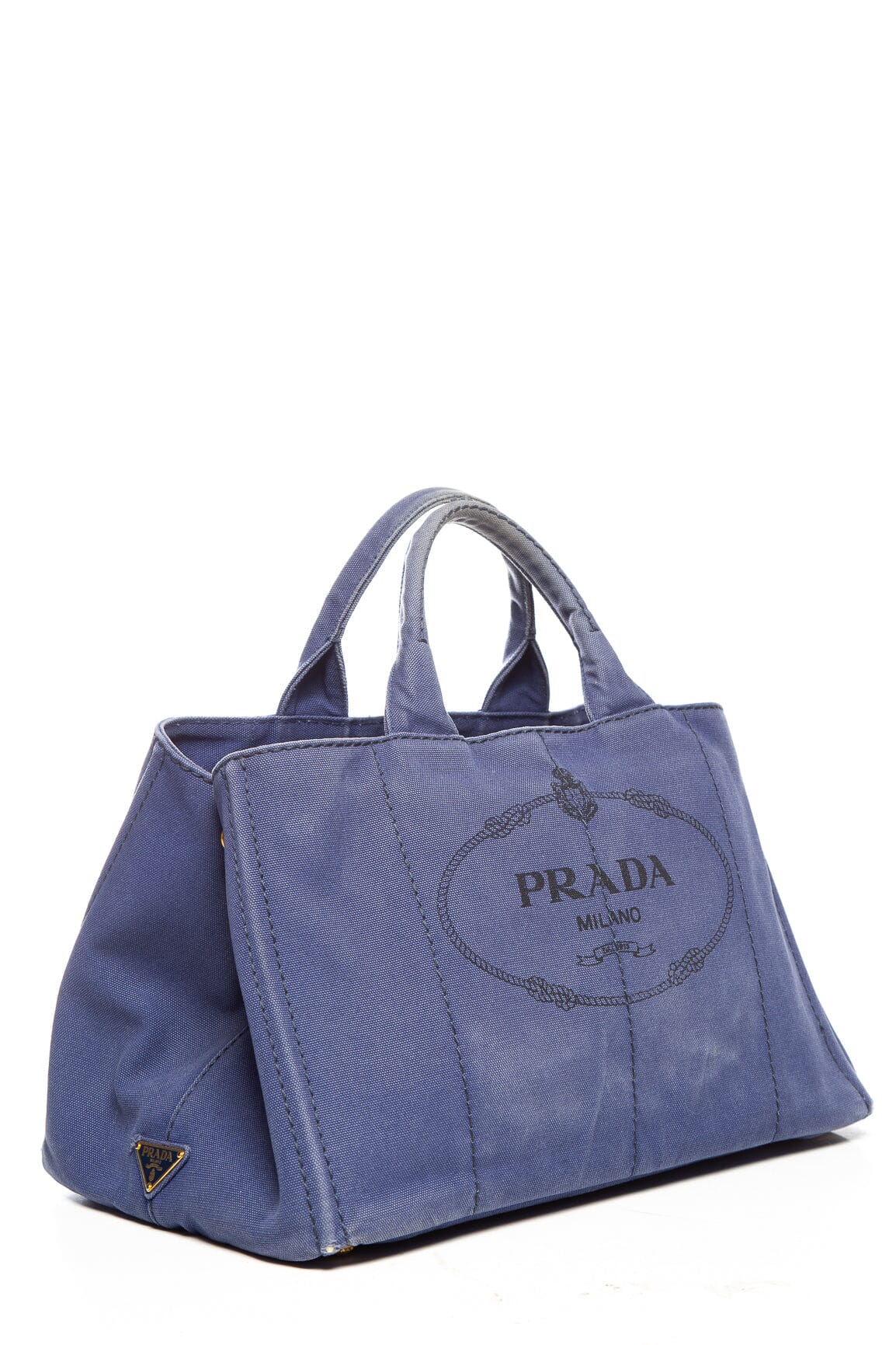 Prada  Blue Canvas Canapa Tote