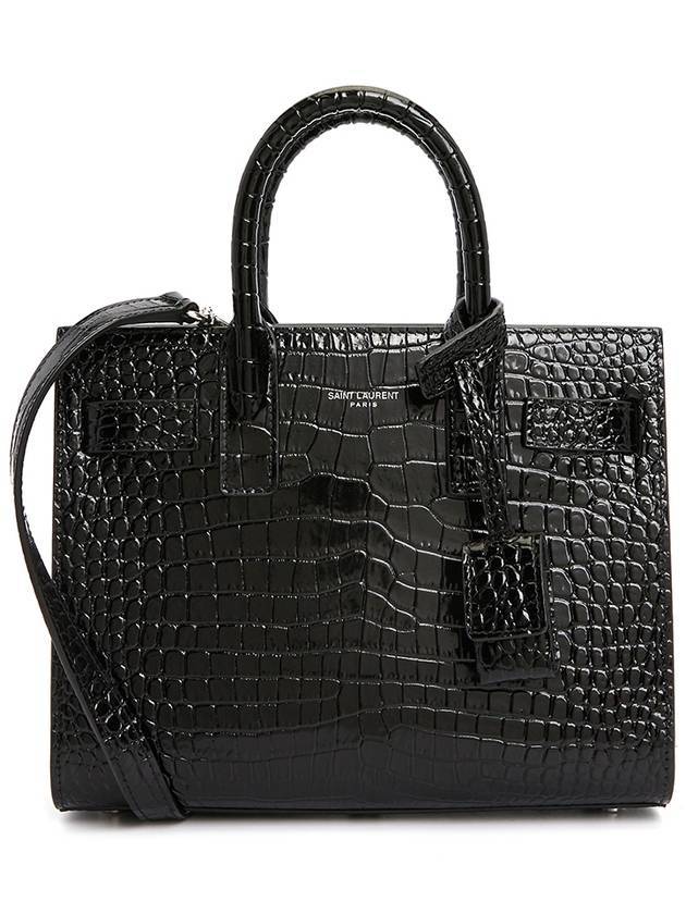 Luxury Saint Laurent Trending 2025 Sac De Jour Nano in Embossed Crocodile Shiny Leather Tote Bag Black