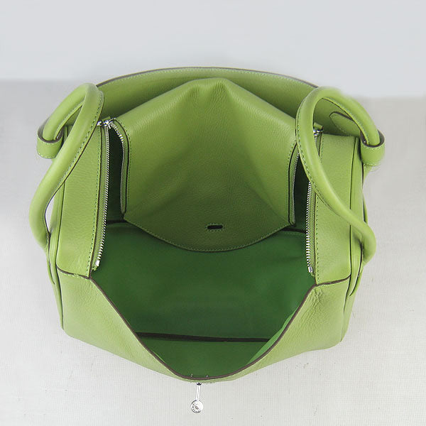 Luxury Hermes Lindy 34cm handbag 6208 green Silver