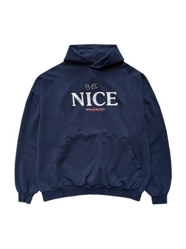 Luxury Balenciaga Trending 2026 Be Nice Printed Hoodie Navy