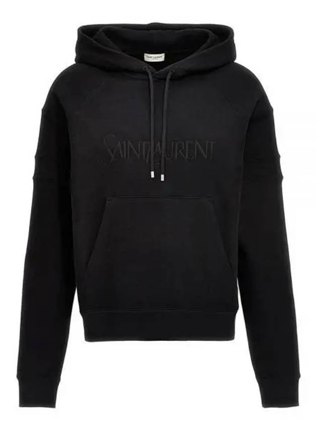 Luxury Saint Laurent Trending 2025 Front Logo Cotton Hoodie Black