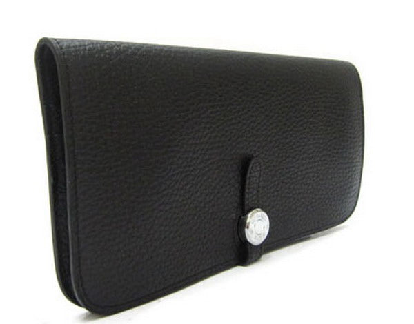 Luxury Hermes Wallet H2003 Ladies Cow Leather Black