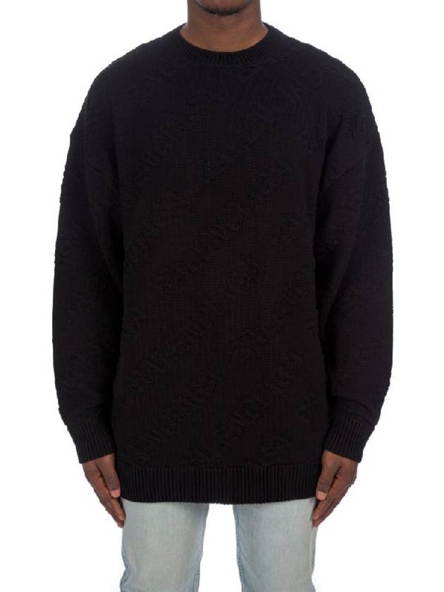 Luxury Balenciaga Trending 2026 Logo Jacquard Cotton Knit Top Black