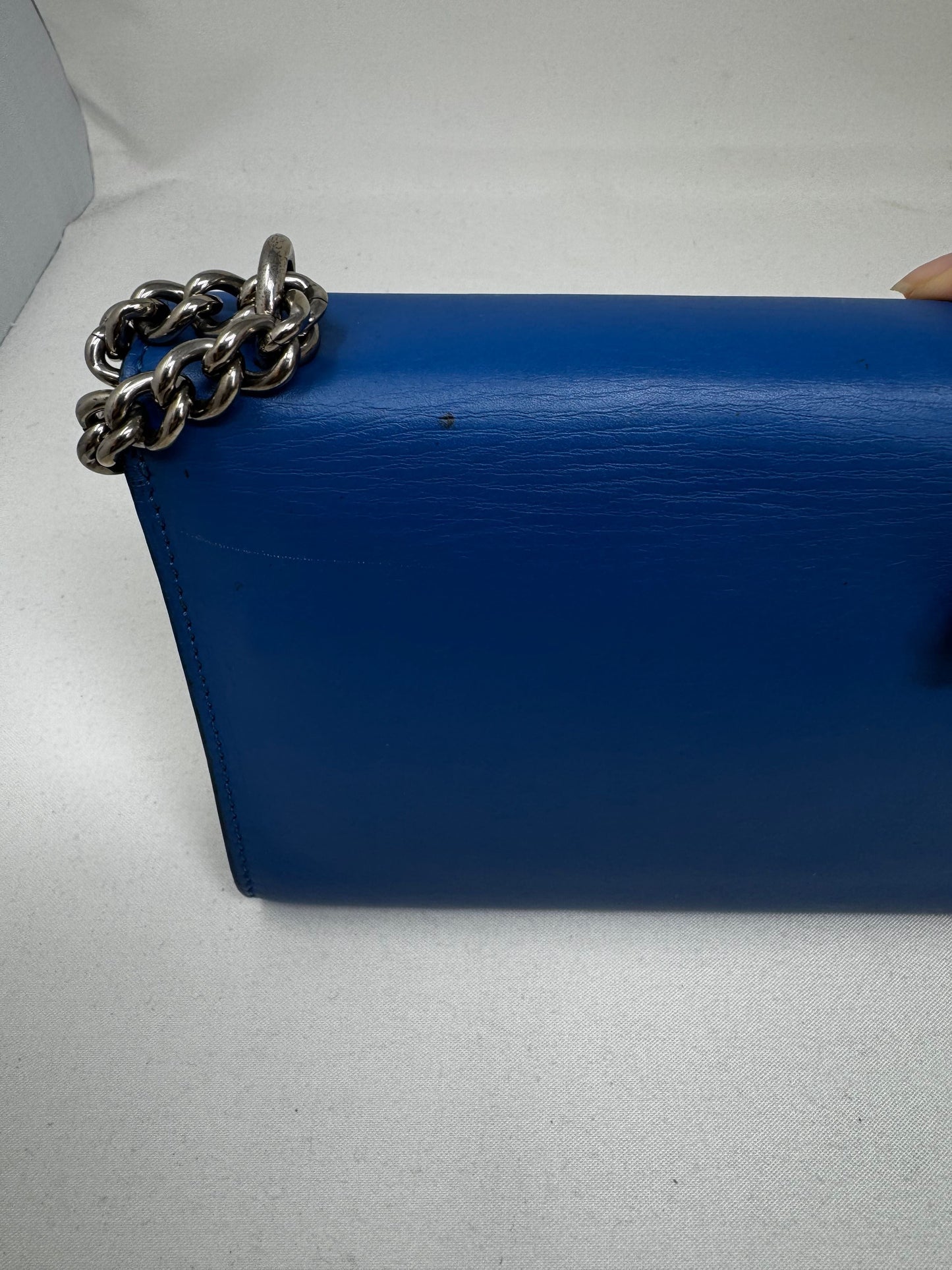 Authentic Louis Vuitton Louise Chain MM Leather Bag, Royal Blue BJ1-03