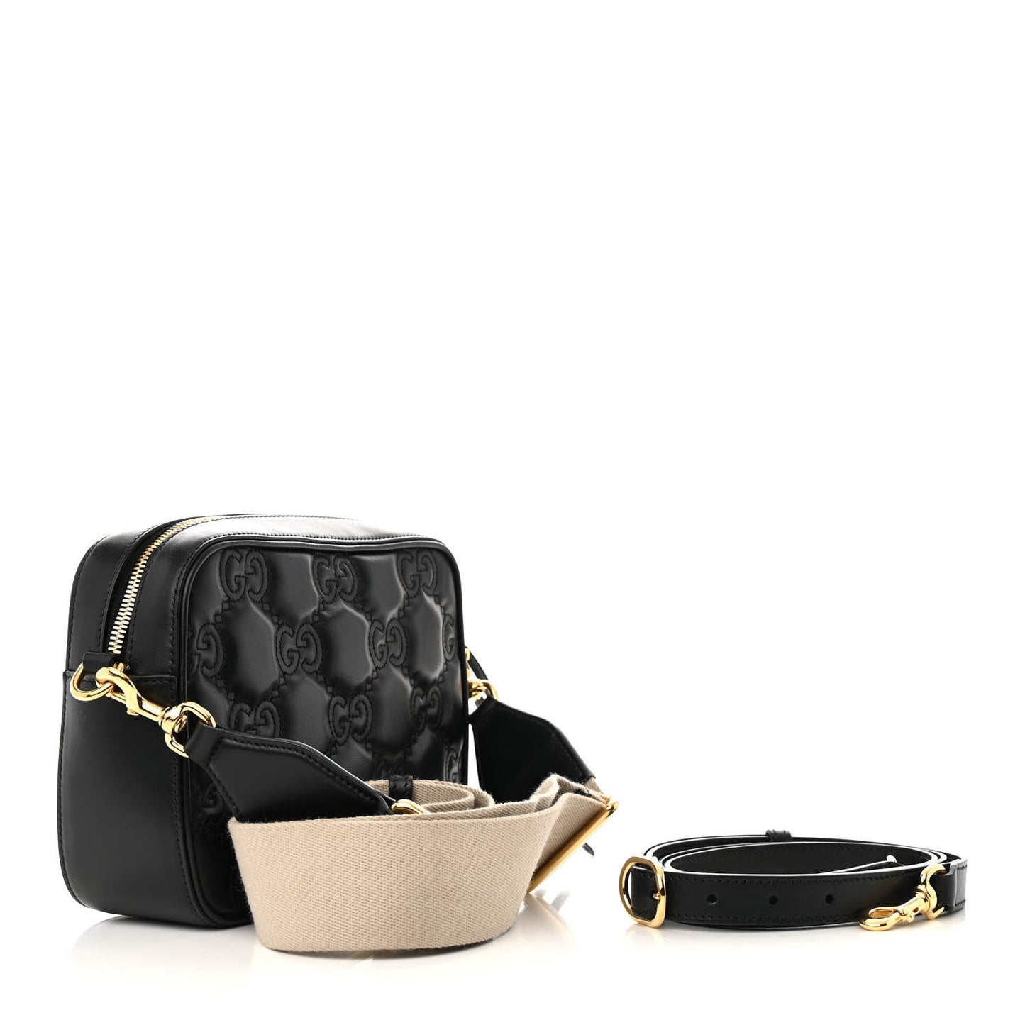Gucci Calfskin GG Matelasse Shoulder Bag Black Natural