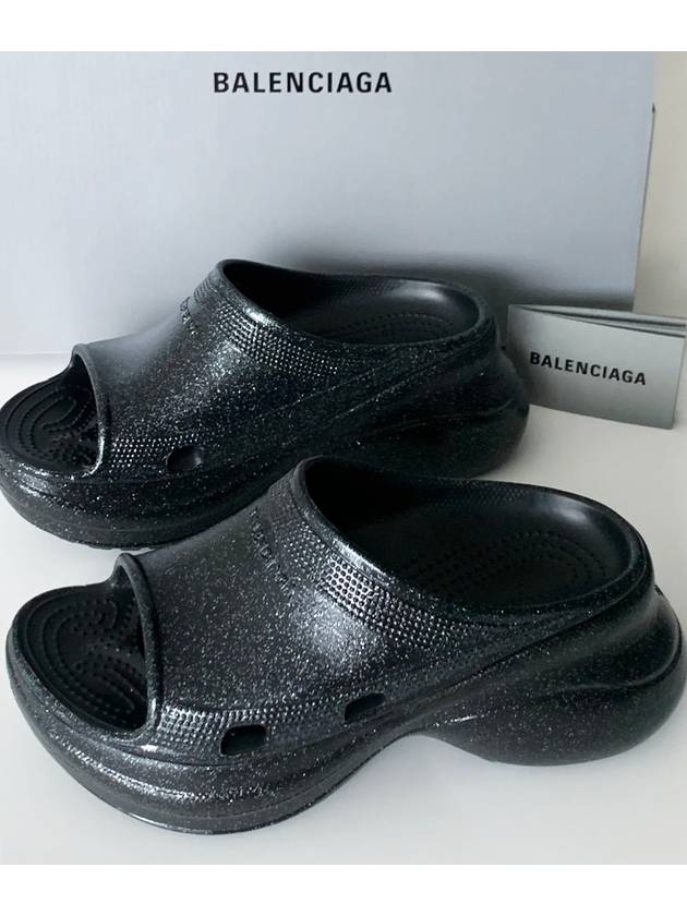 Luxury Balenciaga Trending 2026 Pool Platform Slipper Black