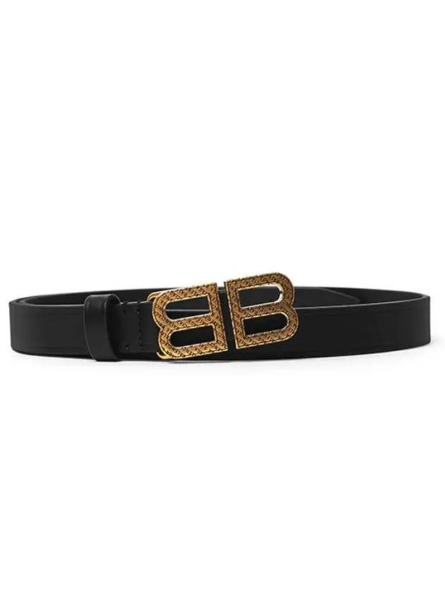 Luxury Balenciaga Trending 2026 BB Hourglass Leather Belt Black