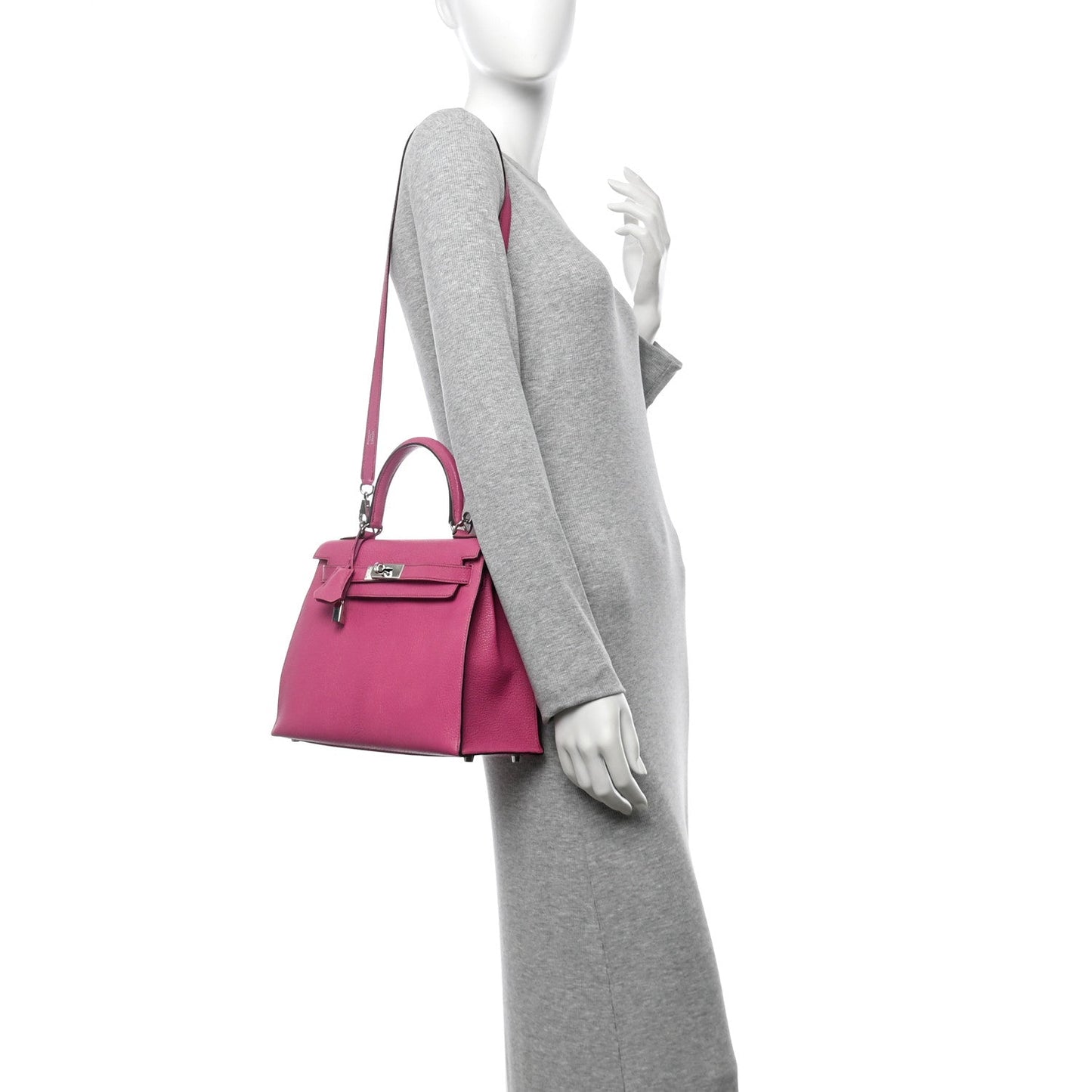 Hermes Chevre De Coromandel Kelly Sellier 28 Fuchsia