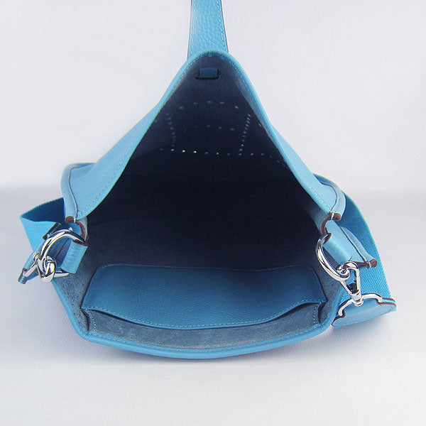 Luxury Hermes Evelyne I handbag H6309 light blue silver
