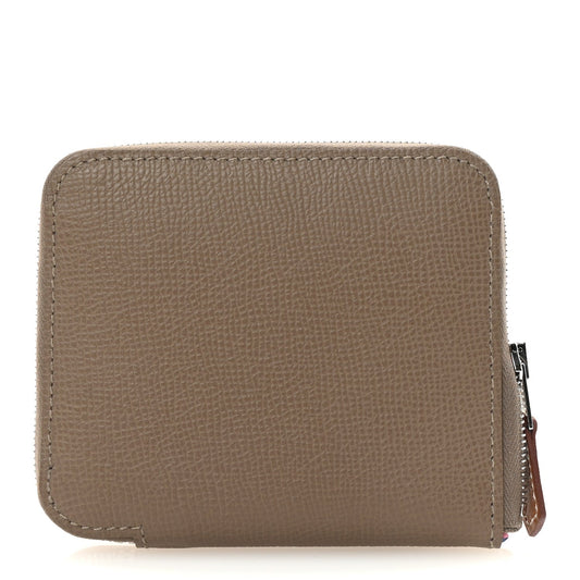 Hermes Epsom Silk'in Compact Wallet Etoupe Cassis Vert Fizz
