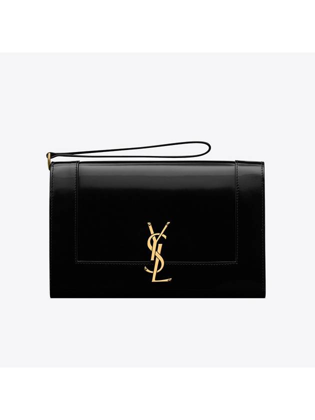 Luxury Saint Laurent Trending 2025 Cassandre Logo Flap Clutch Bag Black