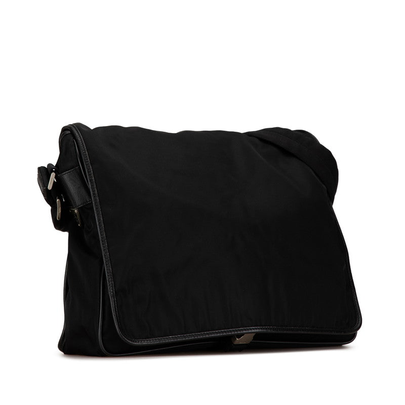 Prada Triangle Logo Plate Nylon Shoulder Bag