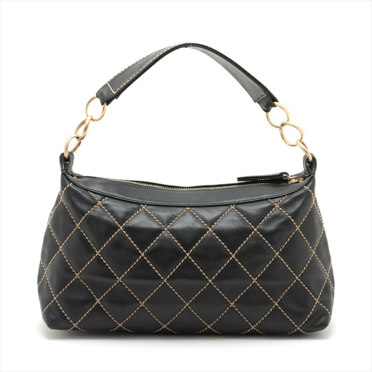 Chanel  Black Lambskin Leather Handbag with Gold Hardware
