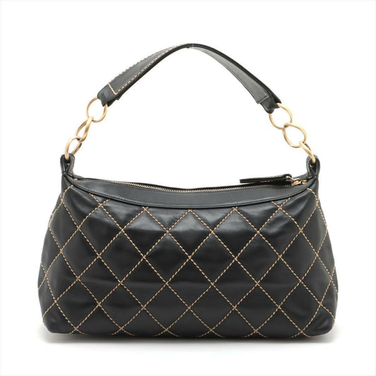 Chanel  Black Lambskin Leather Handbag with Gold Hardware