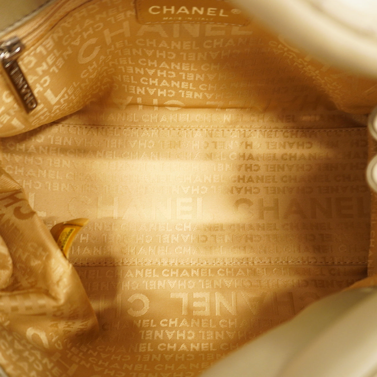Chanel Shoulder Bag Wild Stitch Leather Beige Silver