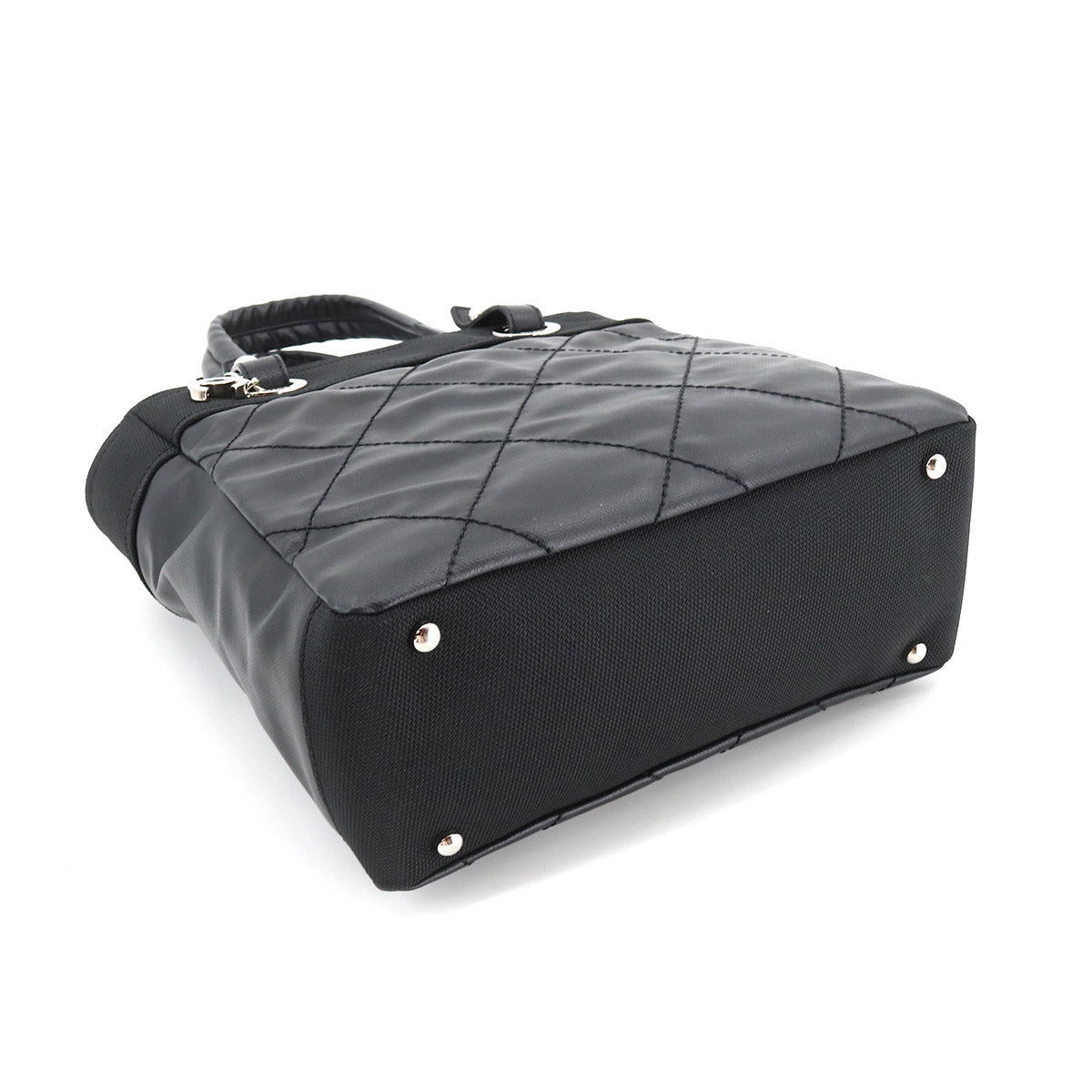 Chanel Paris Biarritz PM Tote Bag Pvc Nylon Leather Black