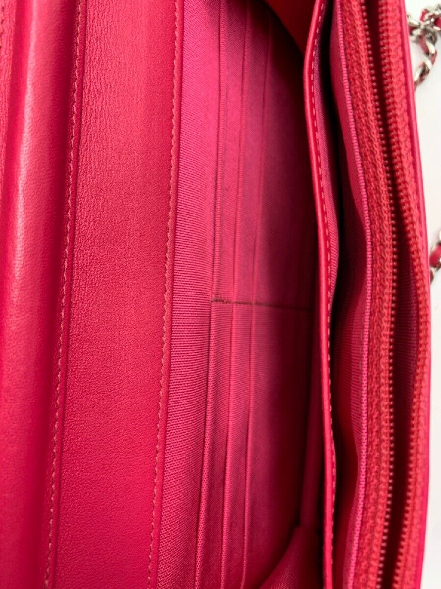 Chanel Pink/White Patent Leather Cc Woc Clutch Bag