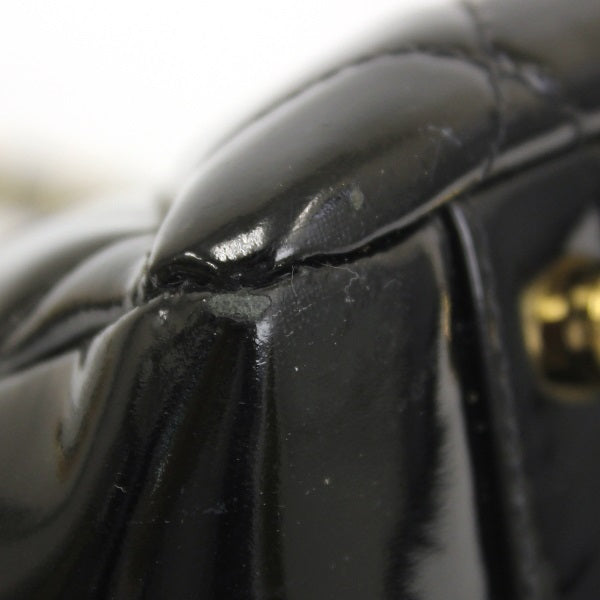 Chanel Chain Tote Bag Enamel Black Matelasse Shoulder Bag