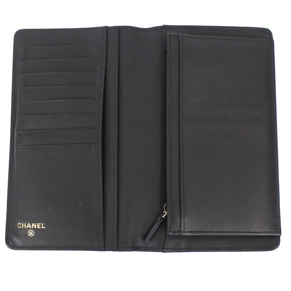 Chanel Bifold Long Wallet Zipper Long Wallet Caviar Skin Black
