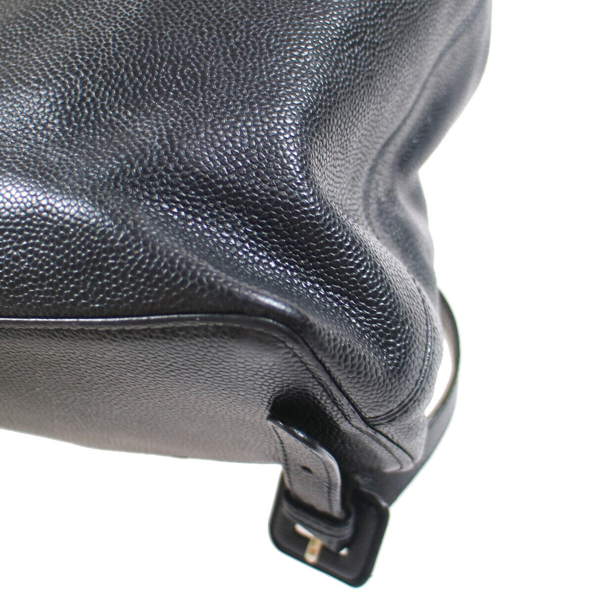 Chanel CC Chain Backpack Bag Black Caviar Skin Leather Vintage