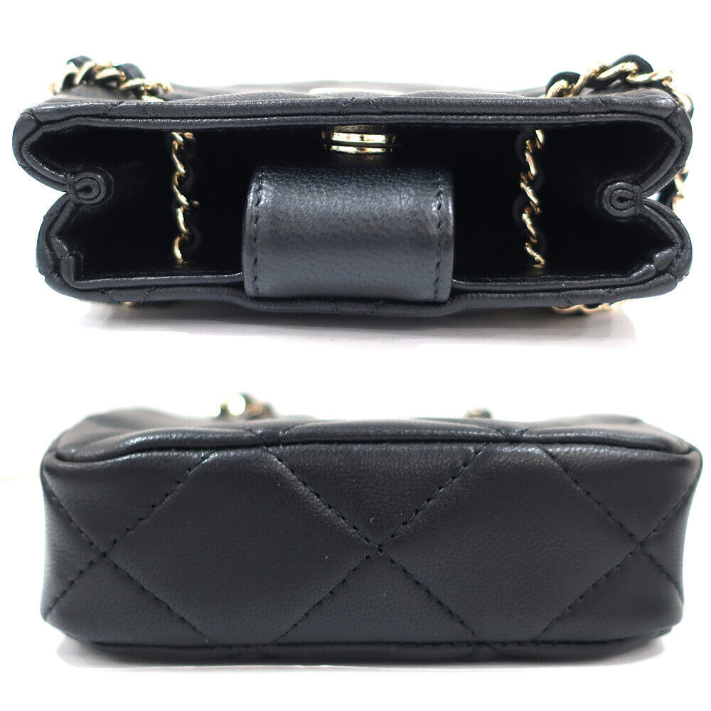 Chanel Chain Pochette Matelasse Black Shoulder Pouch
