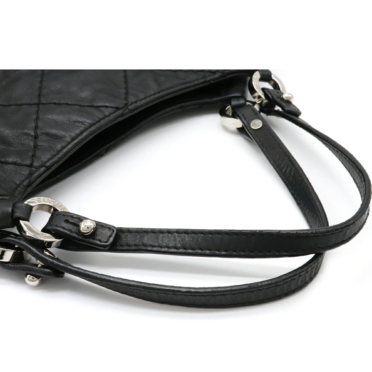 Chanel Cocomark Tote Bag Chain Sparkle Leather Black Silver