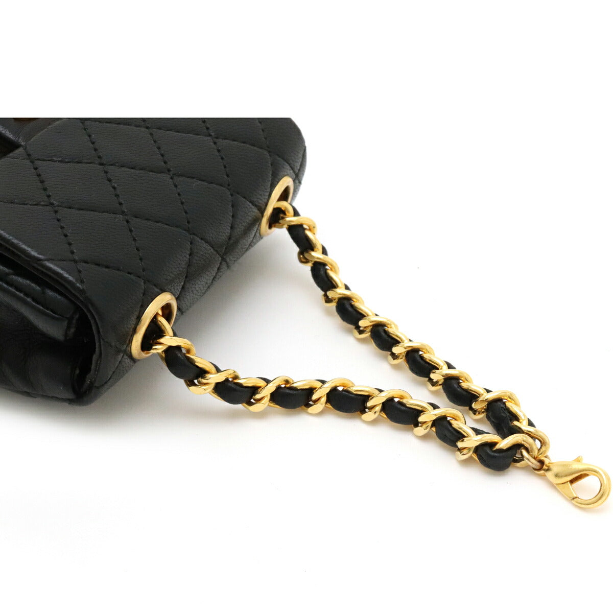 Chanel Mini Matelasse Coco Mark Chain Bag Charm Leather Black Gold