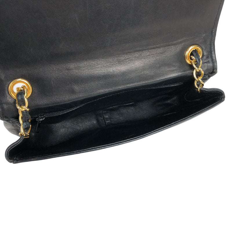 Chanel Coco Mark Chain Hardware Shoulder Bag Black Gold