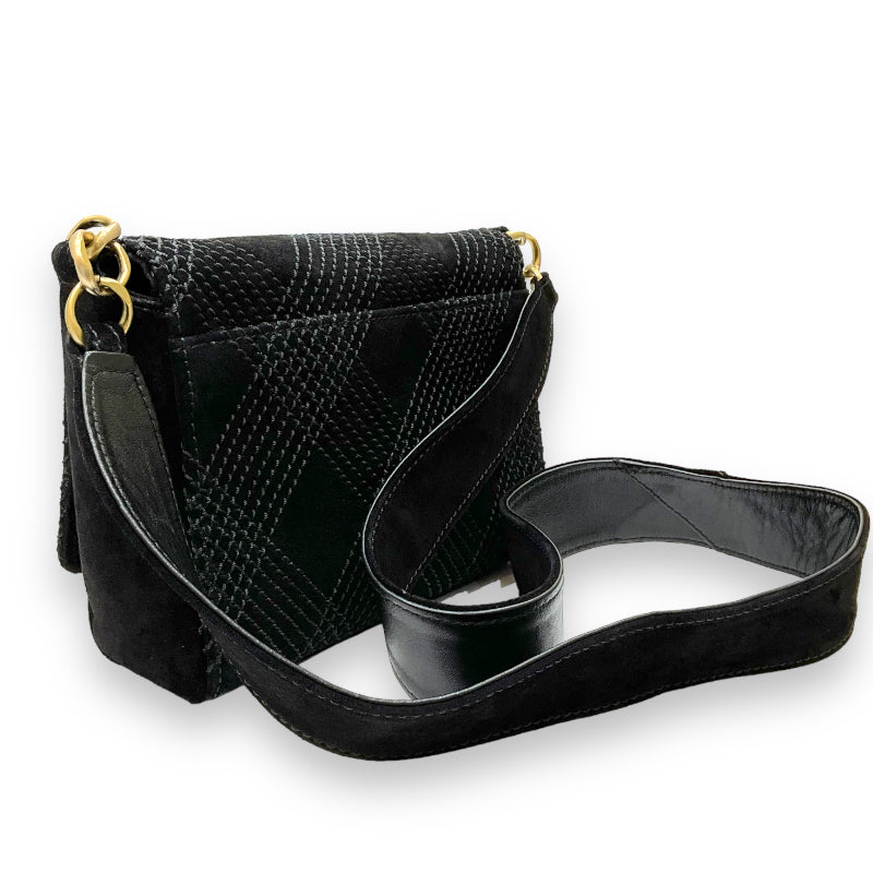 Chanel Stitch Shoulder Bag Matte Gold Hardware Black