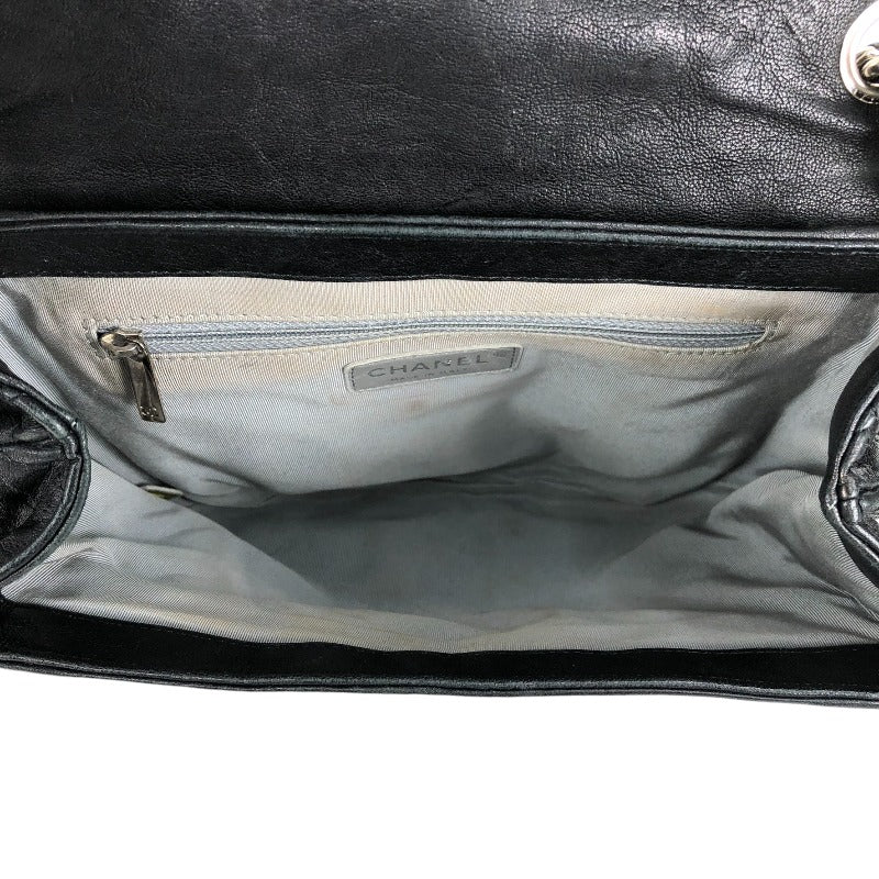Chanel Chain Shoulder Bag Silver Hardware Black