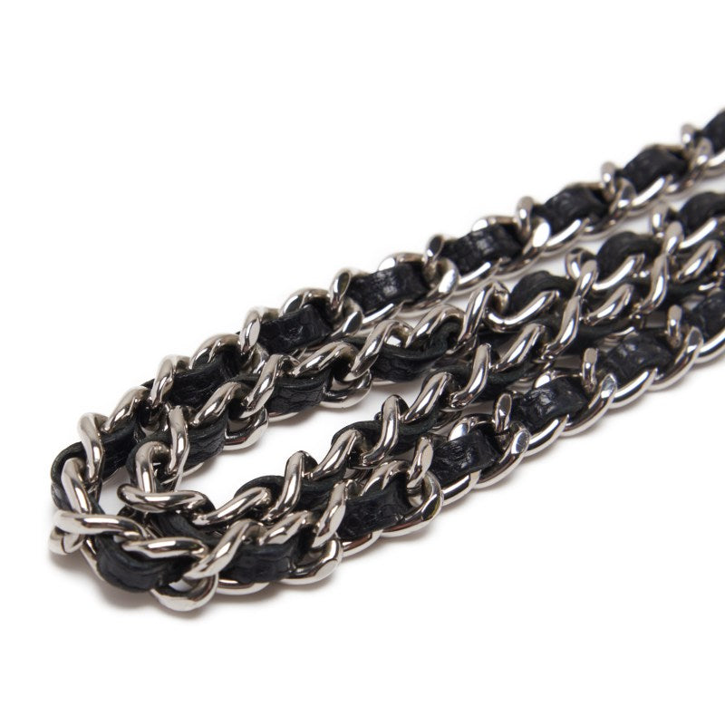 Chanel Matelasse Chain Wallet Silver Hardware Black